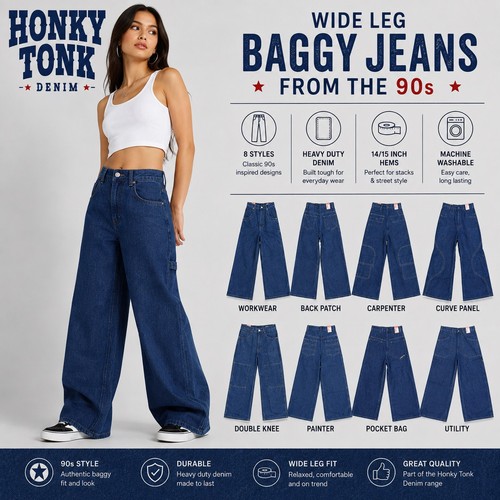 Baggy jeans wide leg - jeans, skater